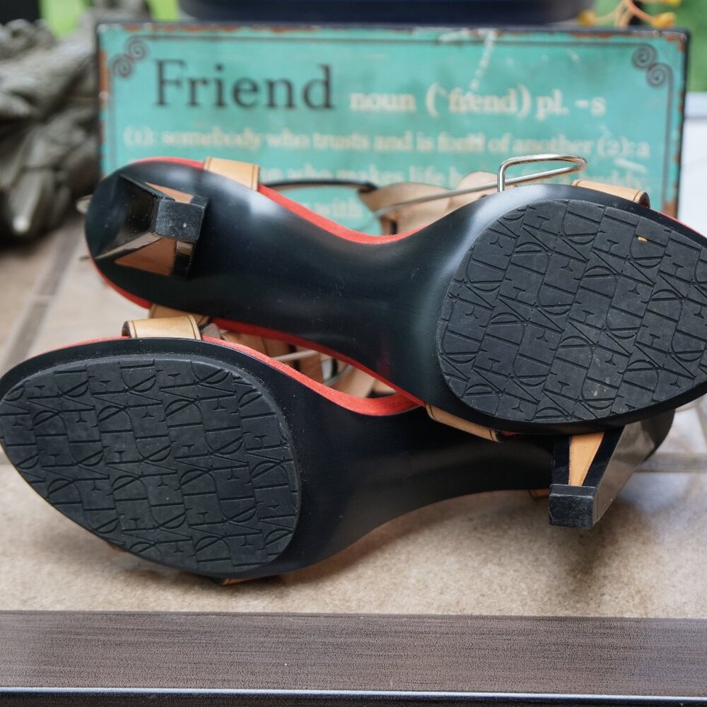 DIANE von FURSTENBERG LEATHER HEEL SANDAL 7.5M - Picture 12 of 16